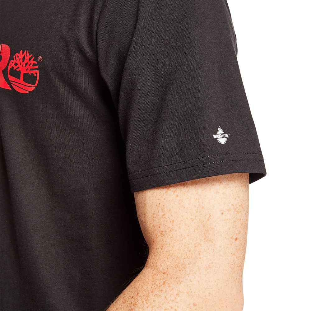 Camisetas Timberland Hombre Pro® Manga Corta Base Plate Wicking Logo Negras - Chile DFV-590431